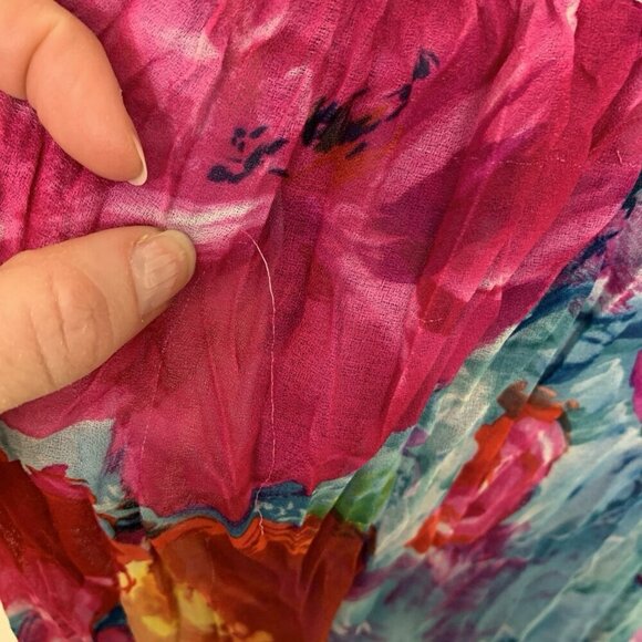 Vintage 2 Rare Womens 2X Dress Colorful Flowy Floral Abstract Maxi 80s Crinkle - Picture 14 of 16
